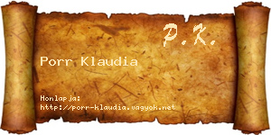 Porr Klaudia névjegykártya